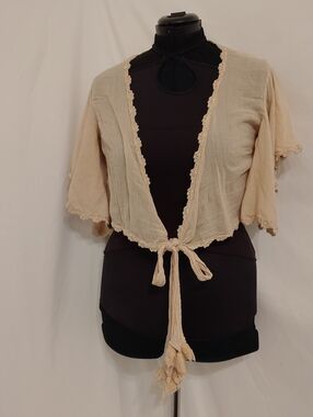 Light Cream Tie-Front Cropped Bolero